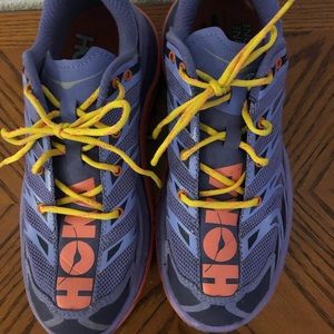 Hoka one one Speedgoat athletic shoe.